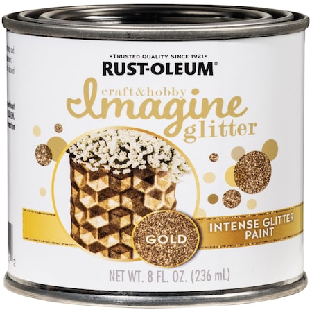 Rust-Oleum Glitter Paint, Glitter Gold, 8 oz 345698